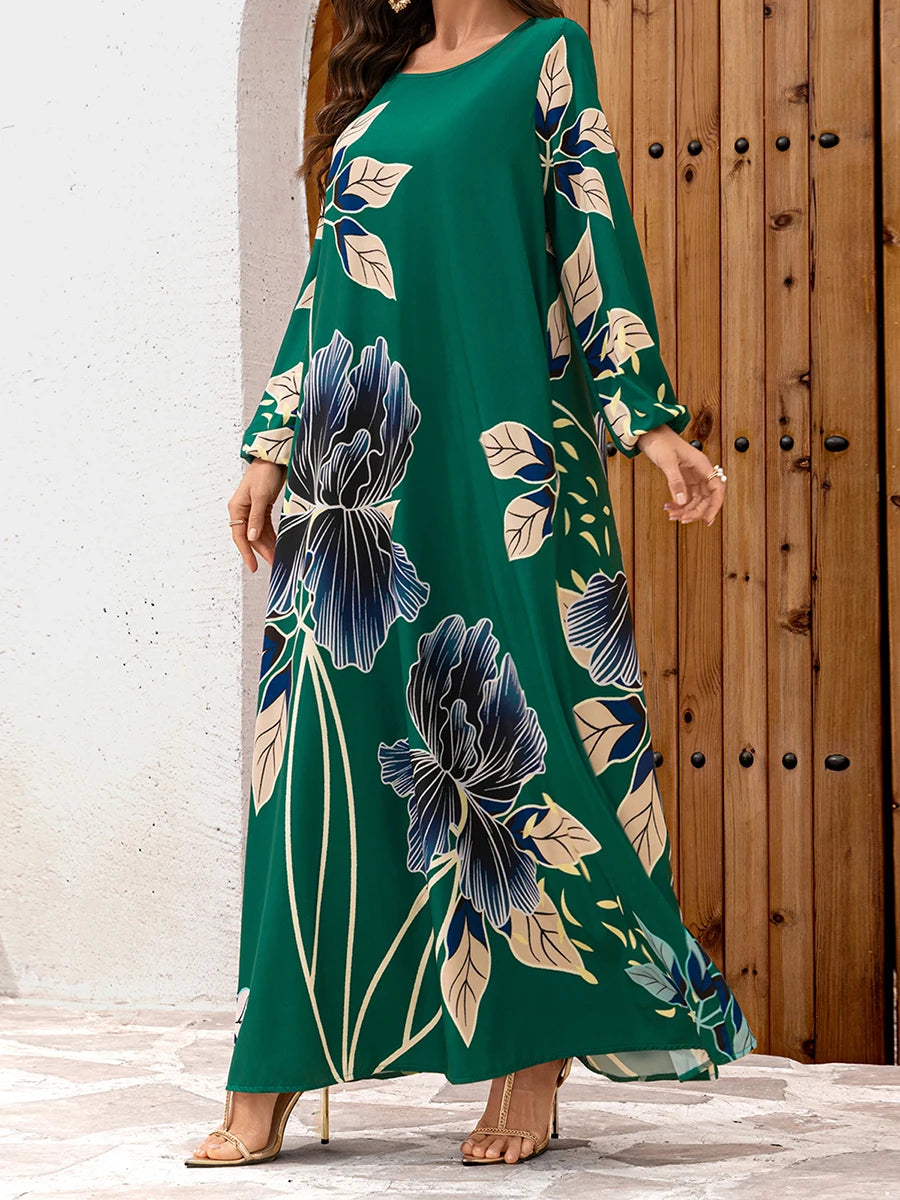 Elegant Floral Velvet Maxi Dress