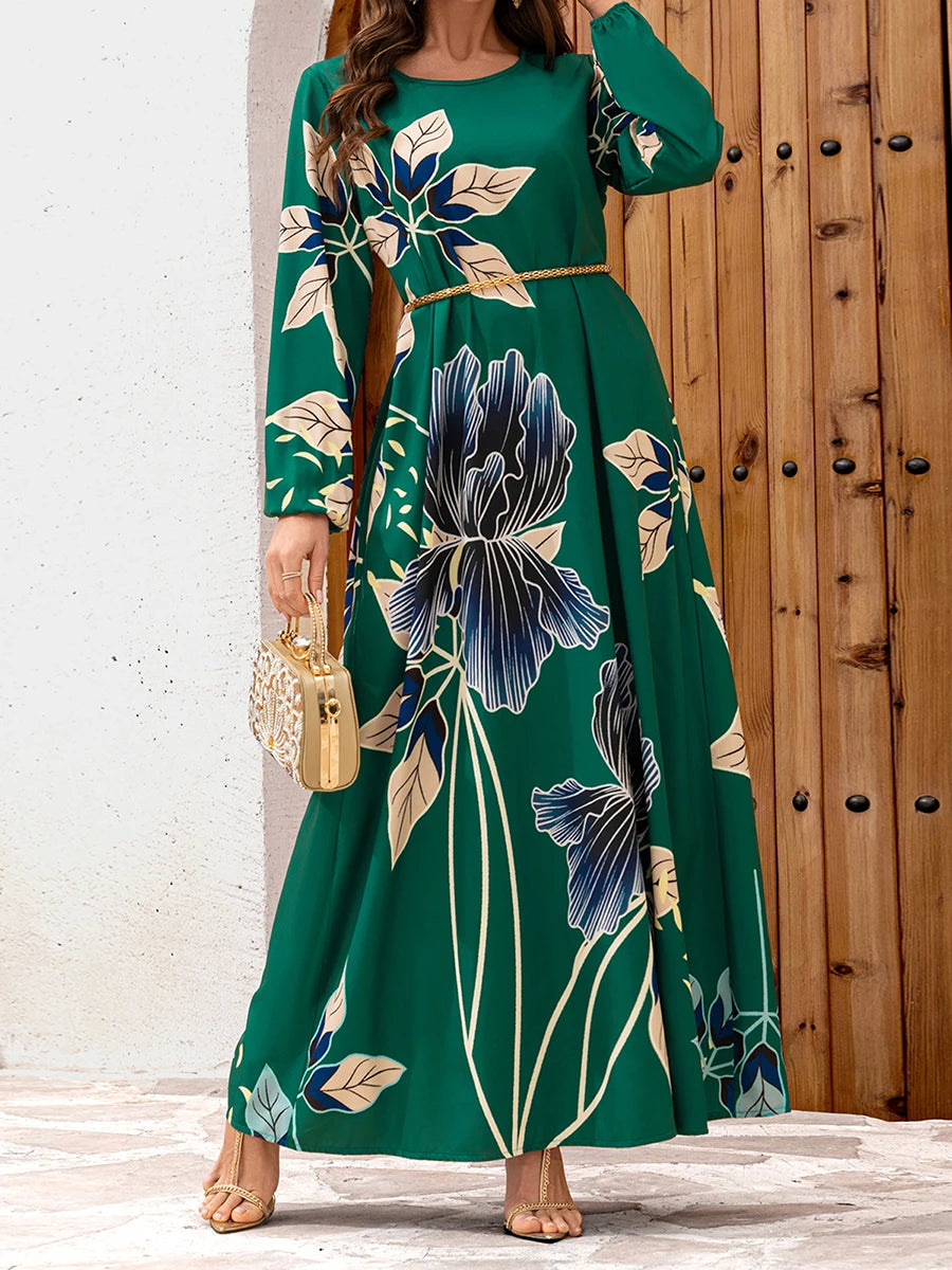 Elegant Floral Velvet Maxi Dress