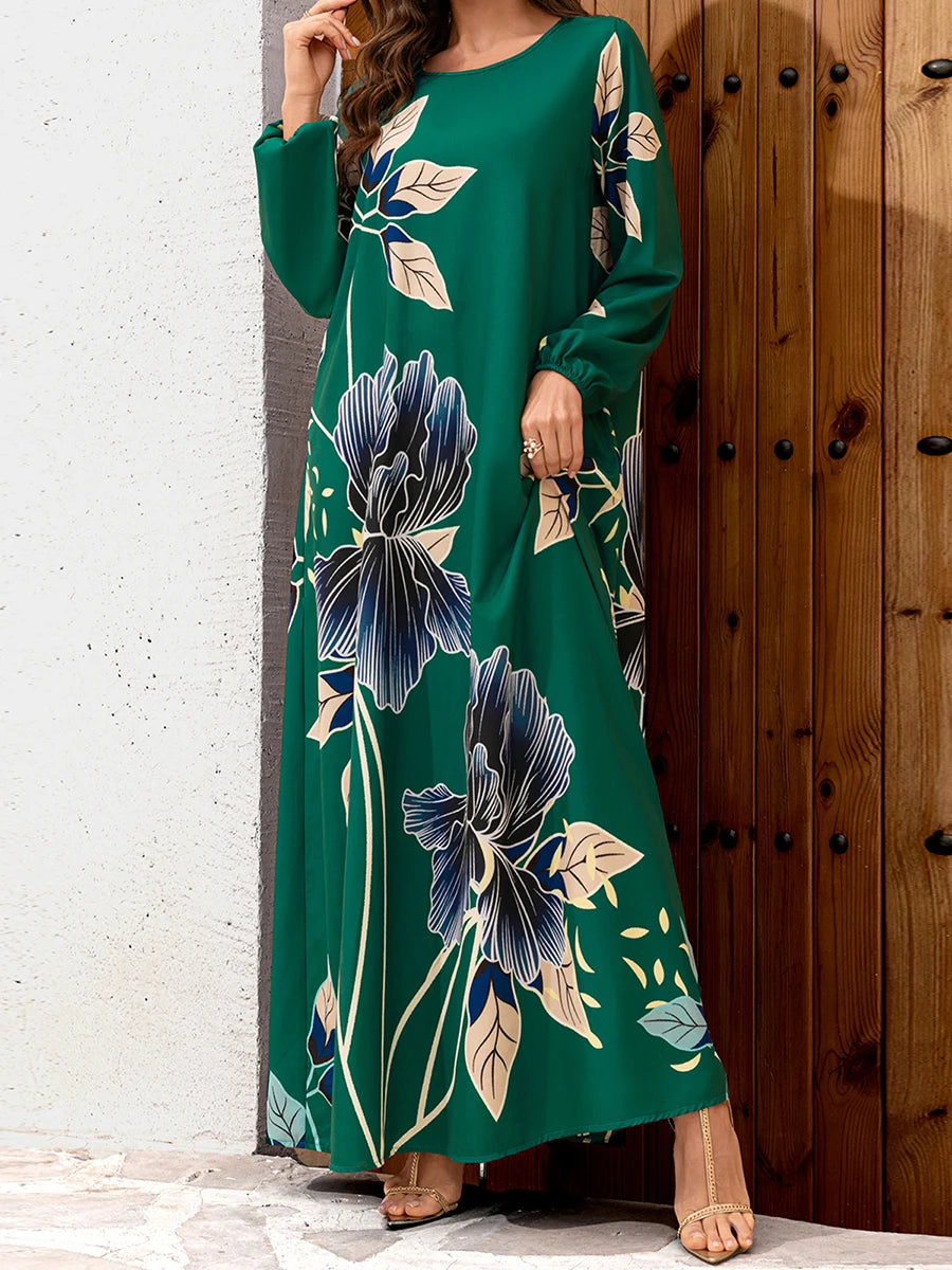 Elegant Floral Velvet Maxi Dress