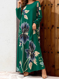 Elegant Floral Velvet Maxi Dress