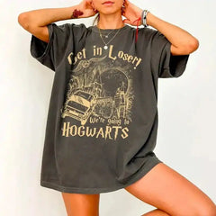 Get In Loser We're Going to Hogwarts Shirt – Wizard Magic Bookish Tee, Vintage Harry Potter Inspired Washed T-shirt