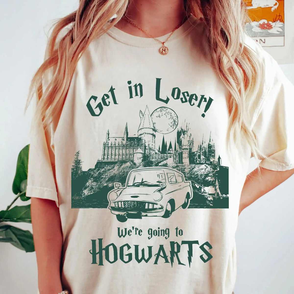 Get In Loser We're Going to Hogwarts Shirt – Wizard Magic Bookish Tee, Vintage Hogwarts Flying Car T-Shirt - Get Trend Merch