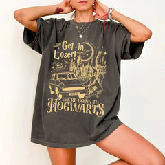 Get in Loser We're Going to Hogwarts Shirt – Wizard School Magic Car Shirt, Witchy Bookish Vintage Tee