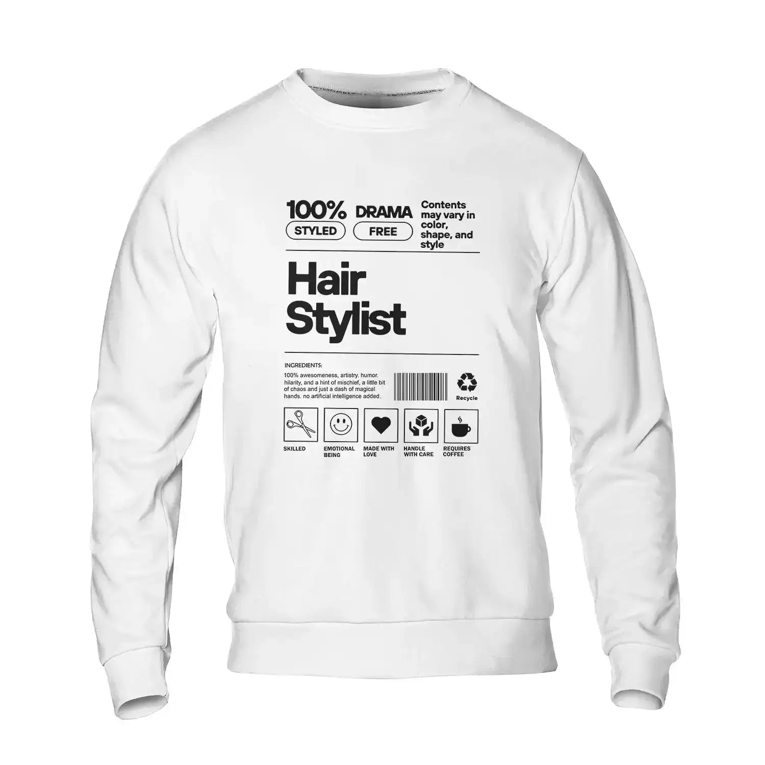 Hair Stylist Shirt – Funny 100% Styled Drama Free Salon Work T-Shirt, Hairdresser Gift Tee
