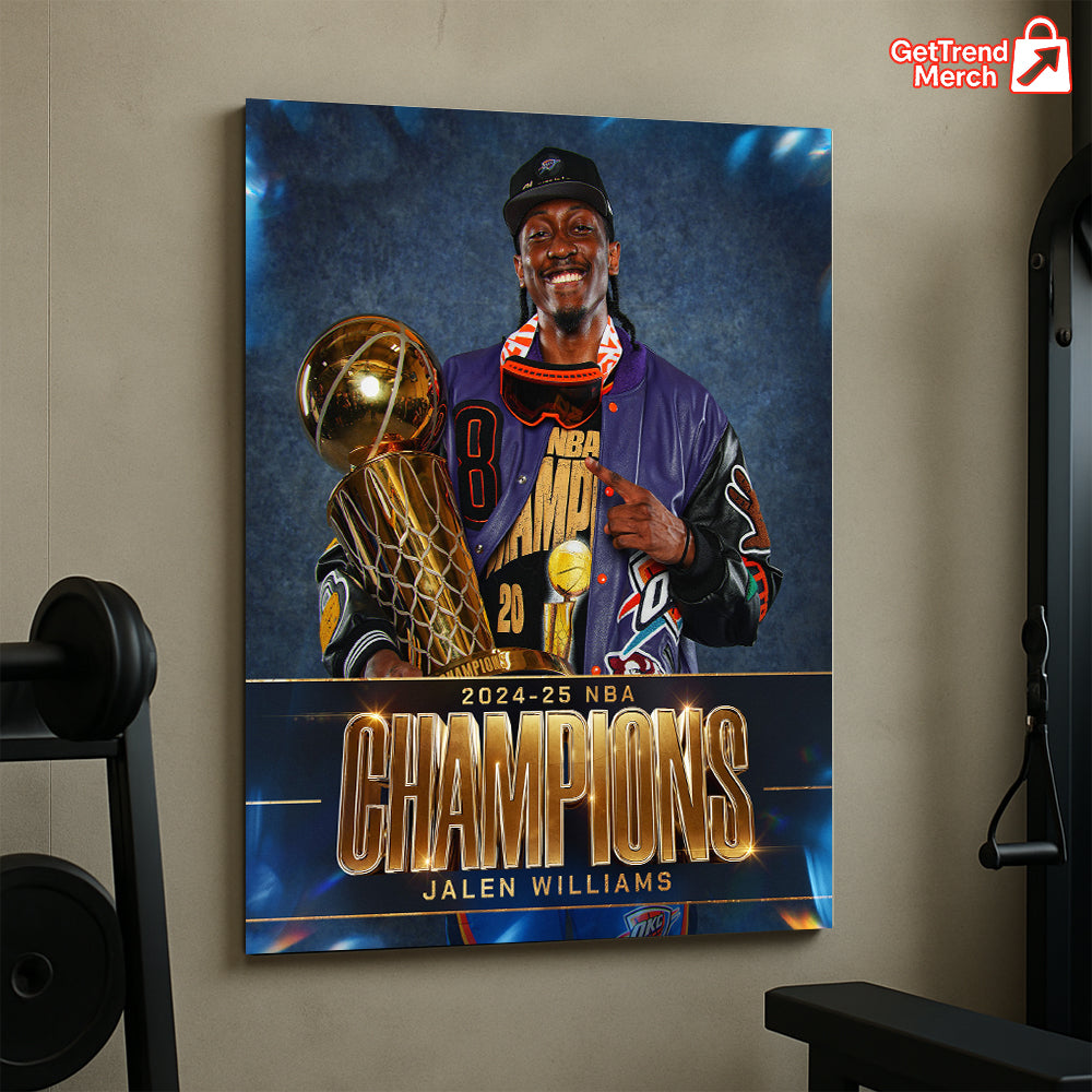 Jalen Williams 2025 NBA Champion Poster Canvas – Basketball Wall Art for Thunder Fans - Get Trend Merch