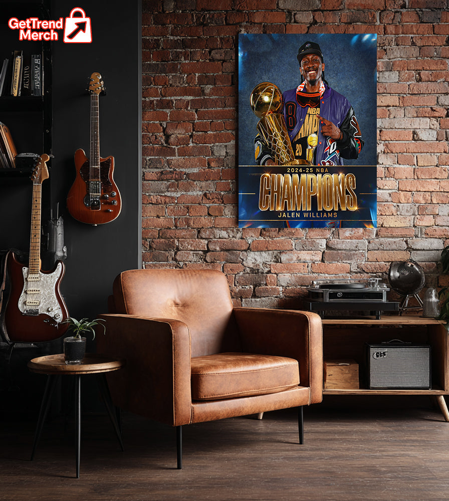 Jalen Williams 2025 NBA Champion Poster Canvas – Basketball Wall Art for Thunder Fans