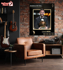 Lionel Messi GOAT Ballon d'Or Tribute Poster Canvas – 8x Winner Wall Art