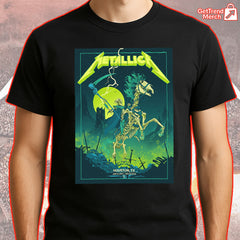 Metallica M72 World Tour 2025 Houston TX T-Shirt, NRG Stadium June 16, Neon Skeleton Horse Pop-Up Exclusive, Concert Tour Shirt for Fans - Get Trend Merch
