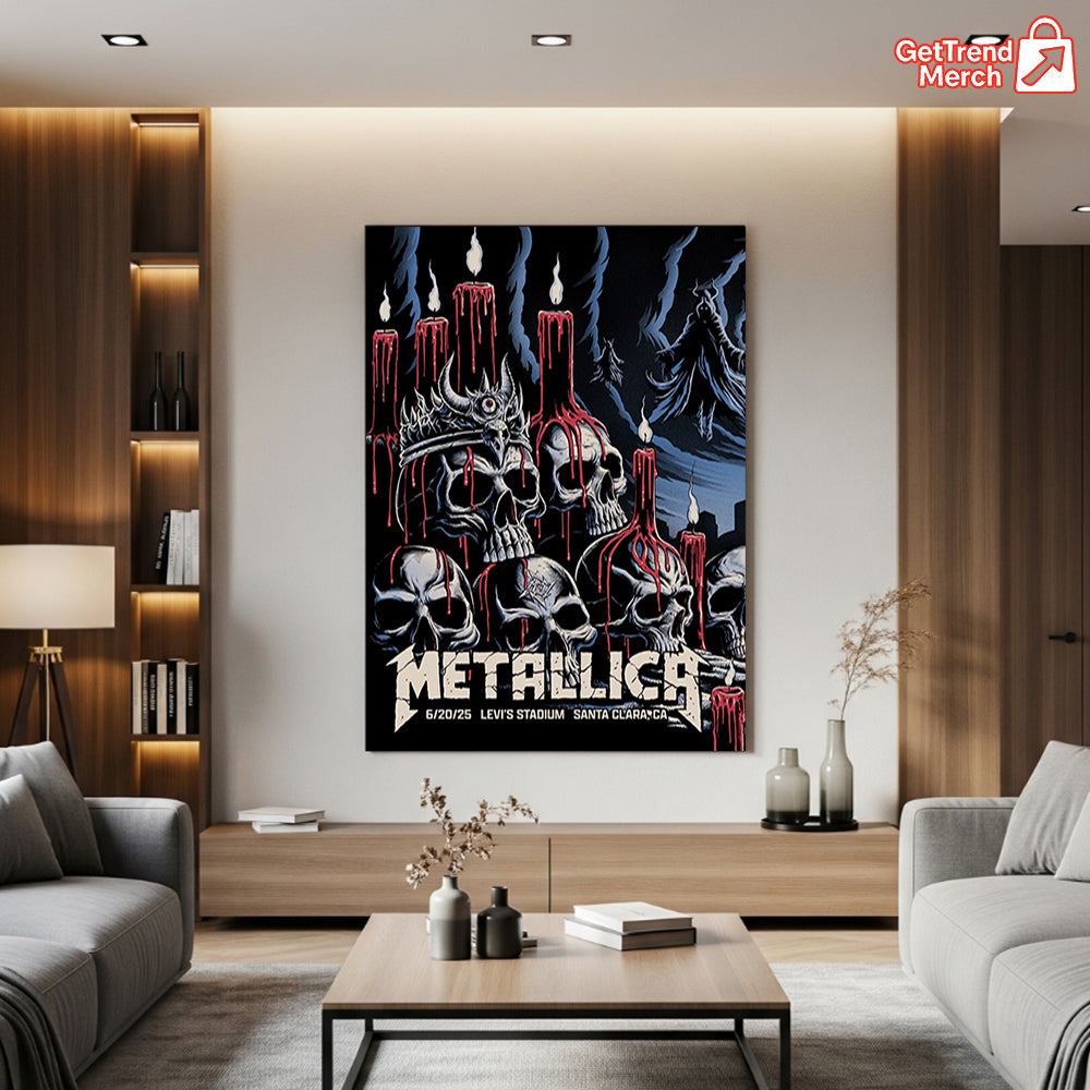 Metallica Santa Clara 2025 Poster Canvas – Official Tour Art by Brandon Heart, Levi’s Stadium - Get Trend Merch