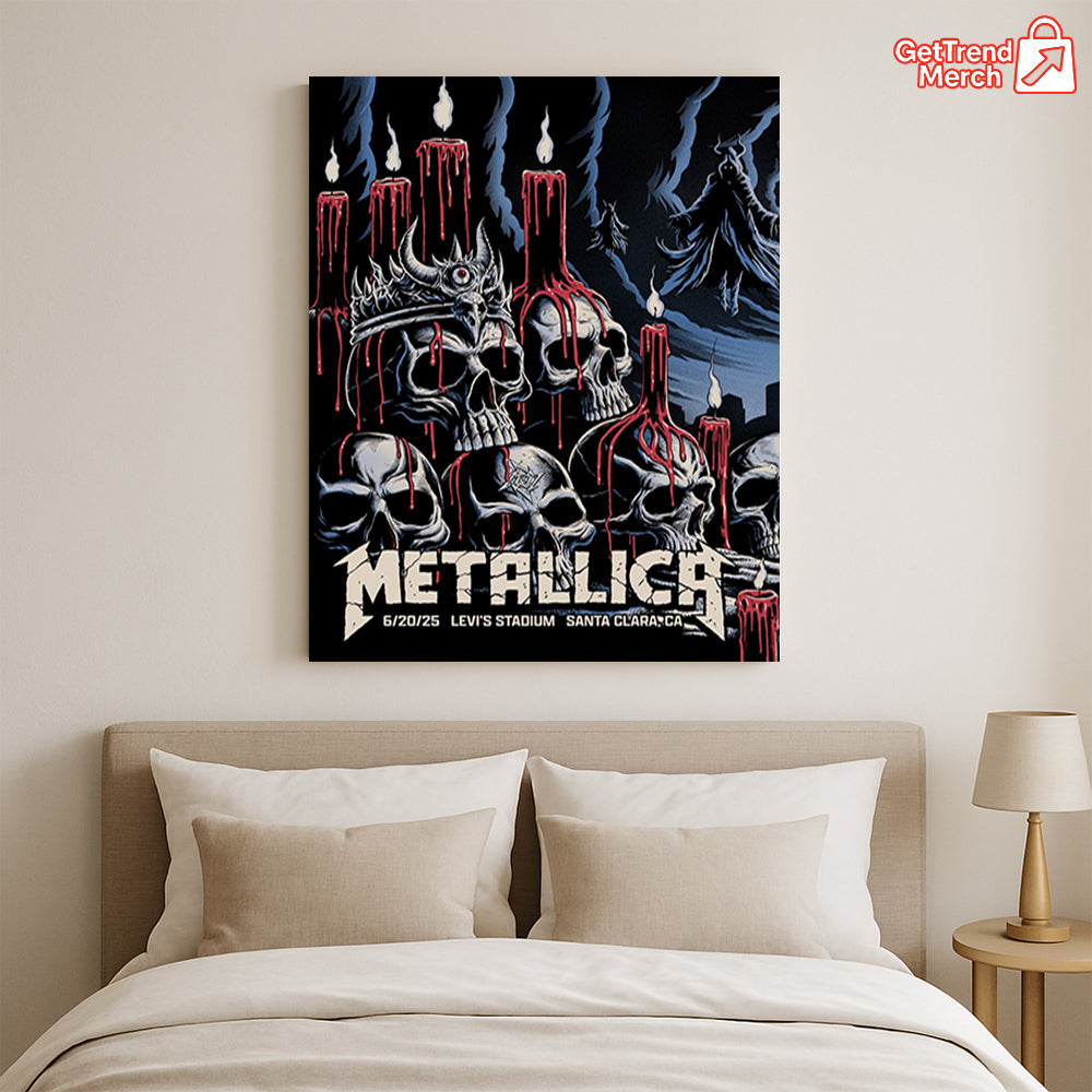 Metallica Santa Clara 2025 Poster Canvas – Official Tour Art by Brandon Heart, Levi’s Stadium