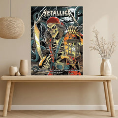 Metallica M72 Tour Tampa 2025 Poster – Pirate Skeleton Lantern Concert Art Canvas, Raymond James Stadium June 8 Show