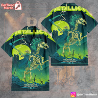 Metallica Hawaiian Shirt, M72 World Tour 2025 Houston TX, NRG Stadium June 14, Skeleton Horse Art Button-Up - Get Trend Merch