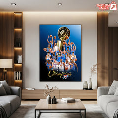 Oklahoma City Thunder 2025 NBA Champions Poster Canvas – Basketball Finals Wall Art