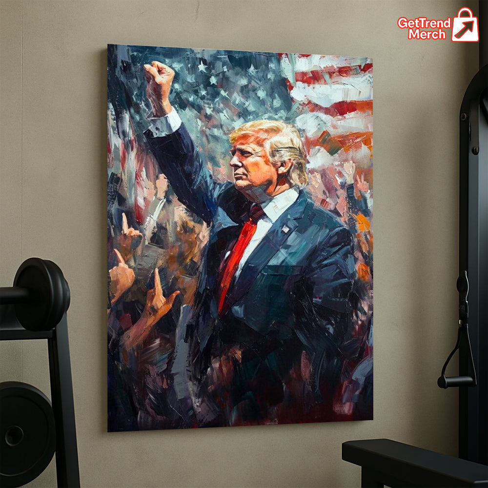 President Trump Patriotic Canvas Wall Art – MAGA Flag Artwork for Conservative Home or Office - Get Trend Merch