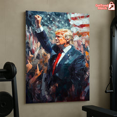 President Trump Patriotic Canvas Wall Art – MAGA Flag Artwork for Conservative Home or Office