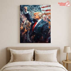 President Trump Patriotic Canvas Wall Art – MAGA Flag Artwork for Conservative Home or Office