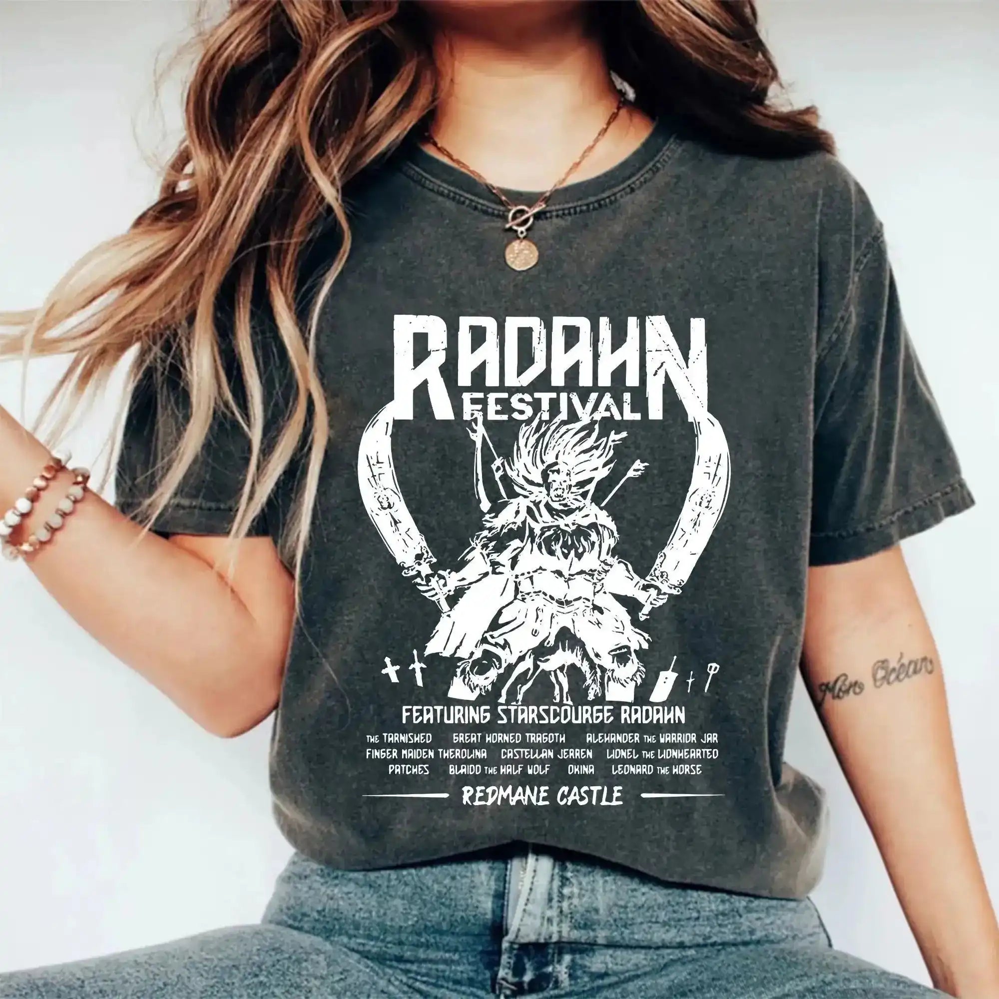 Radahn Festival Shirt – Elden Ring Event Graphic Tee, Starscourge Radahn Washed T-Shirt, Soulsborne Gaming Merch