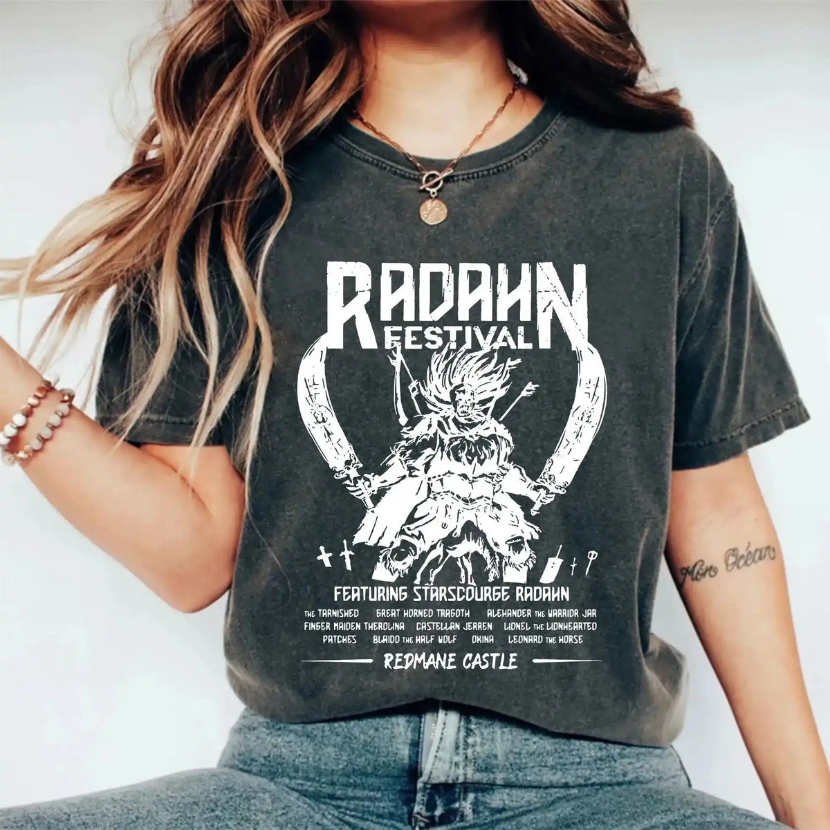 Radahn Festival Shirt – Elden Ring Event Graphic Tee, Starscourge Radahn Washed T-Shirt, Soulsborne Gaming Merch