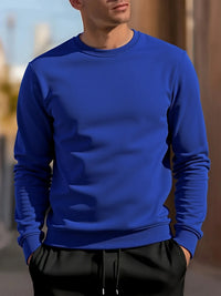 Men’s Crewneck Sweatshirt Solid Color Long Sleeve