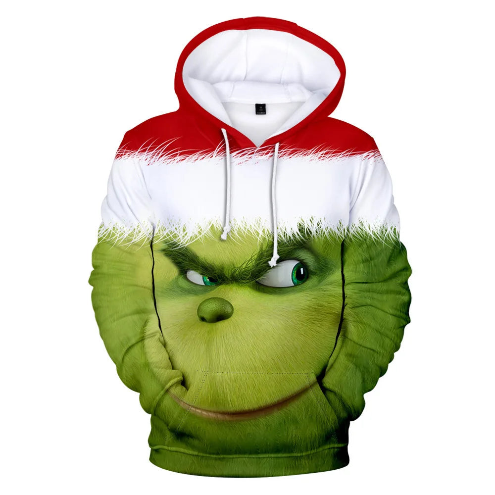 Grinch Inspired Christmas Hoodie – 3D All Over Print Harajuku Pullover