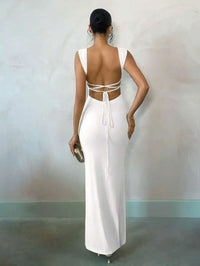 Pastel Yellow Backless Maxi Dress for Summer