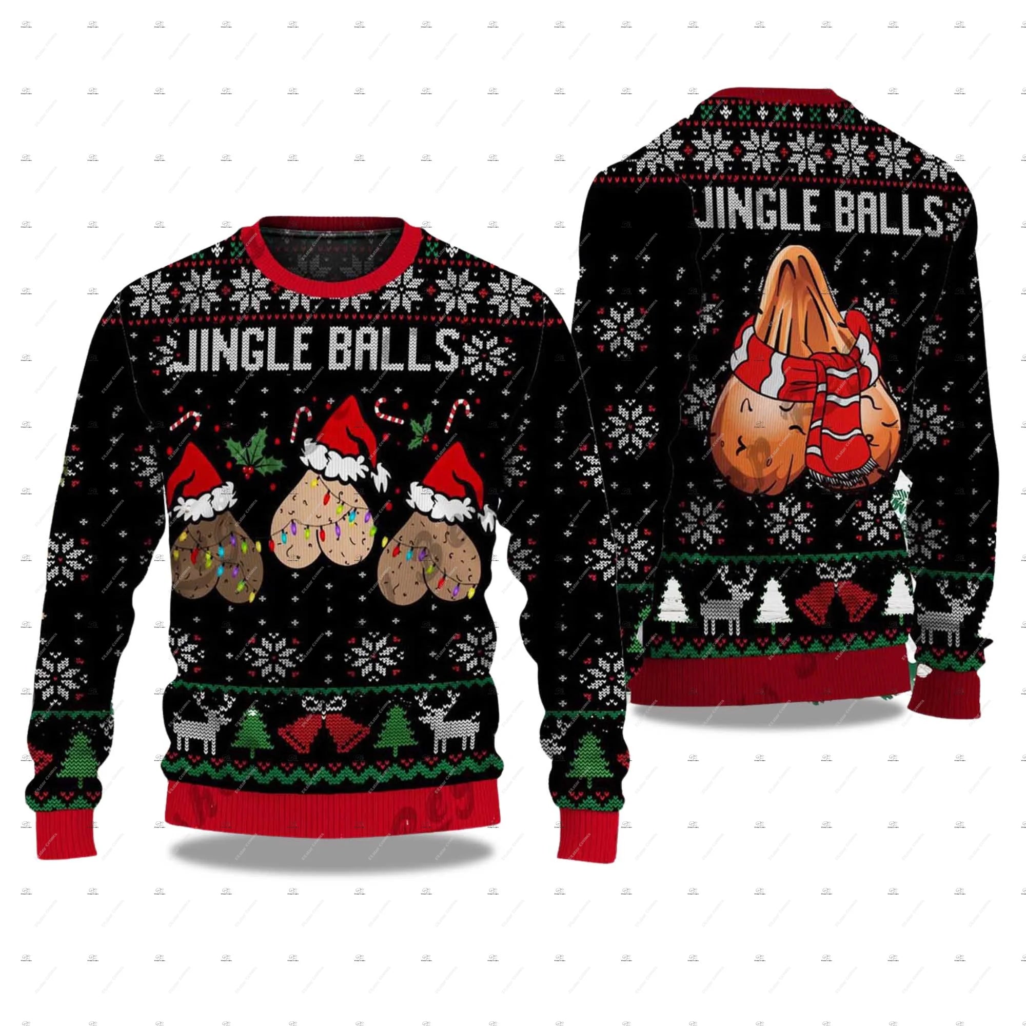 Jingle Balls Parody Ugly Christmas Sweater – Naughty Santa Crewneck