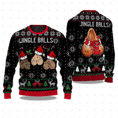 Jingle Balls Parody Ugly Christmas Sweater – Naughty Santa Crewneck