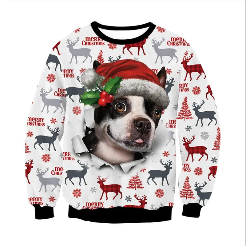 Dog Snowflake Reindeer Santa Ugly Christmas Sweater