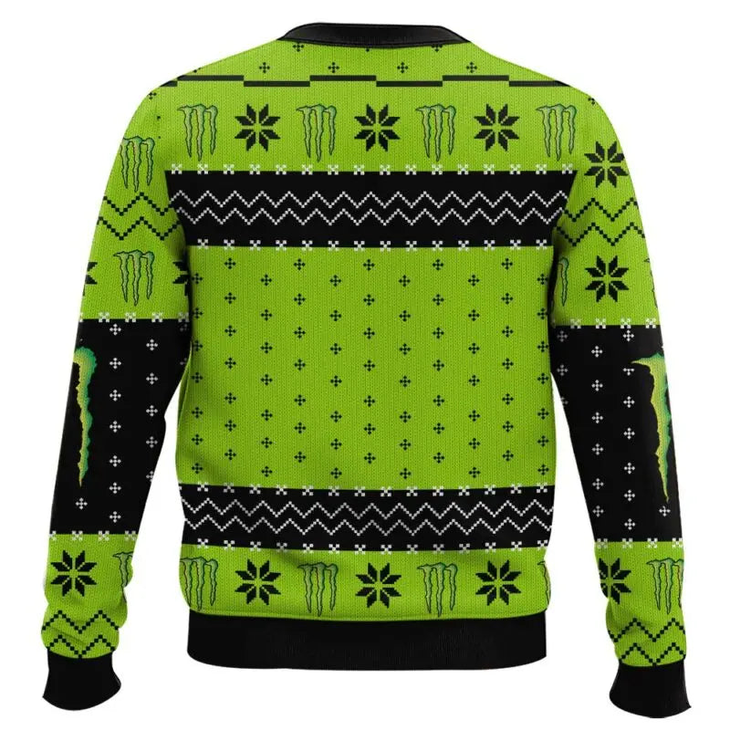 Green Claw Energy Inspired Ugly Christmas Sweater – Warm Knit-Look Crewneck