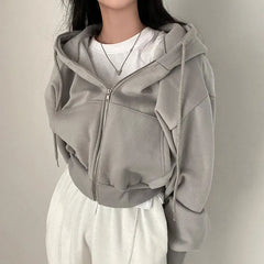 Women’s Oversized Zip-Up Cropped Hoodie