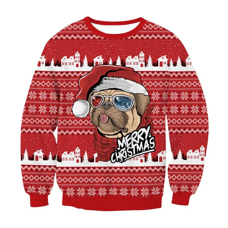 Dog Snowflake Reindeer Santa Ugly Christmas Sweater