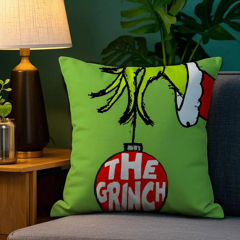 Grinch Inspired Christmas Throw Pillow Cover