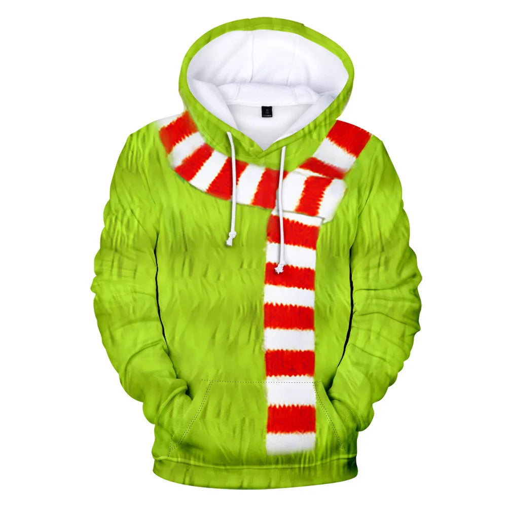 Grinch Inspired Christmas Hoodie – 3D All Over Print Harajuku Pullover