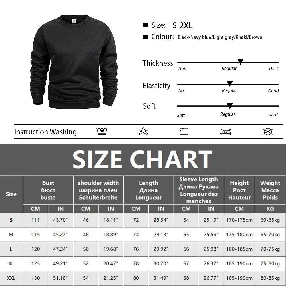 Men’s Crewneck Sweatshirt Solid Color Long Sleeve