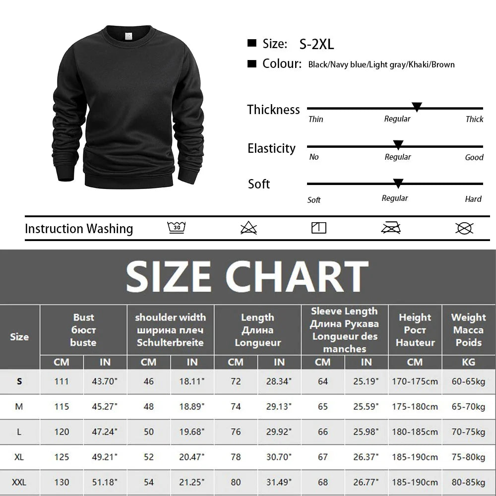 Men’s Crewneck Sweatshirt Solid Color Long Sleeve