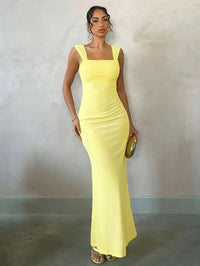 Pastel Yellow Backless Maxi Dress for Summer