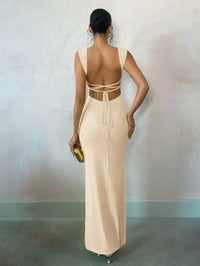 Pastel Yellow Backless Maxi Dress for Summer