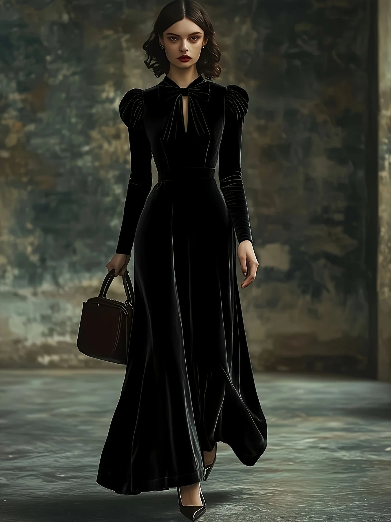 Elegant A Line Maxi Dress with Bow Detail