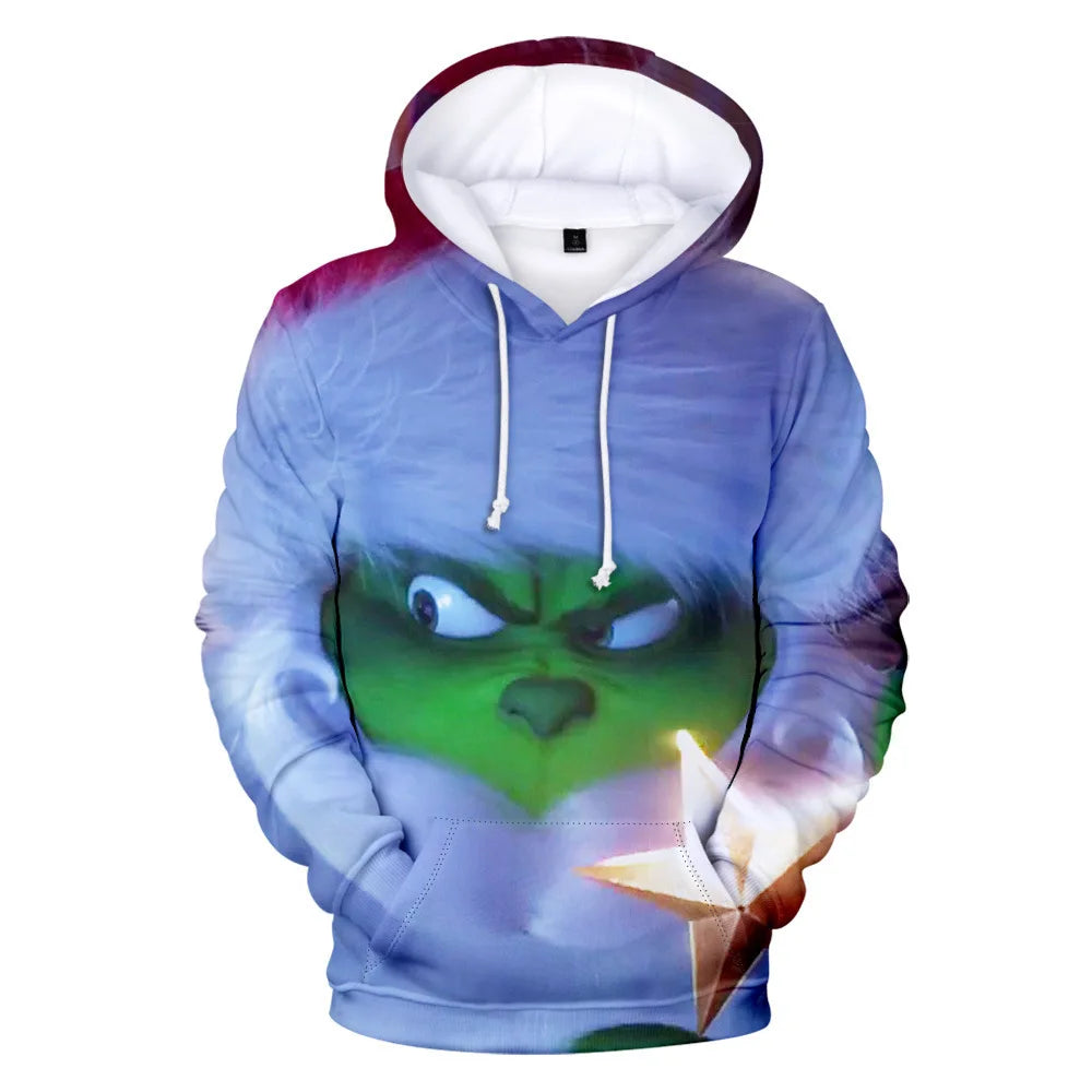 Grinch Inspired Christmas Hoodie – 3D All Over Print Harajuku Pullover