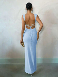 Pastel Yellow Backless Maxi Dress for Summer