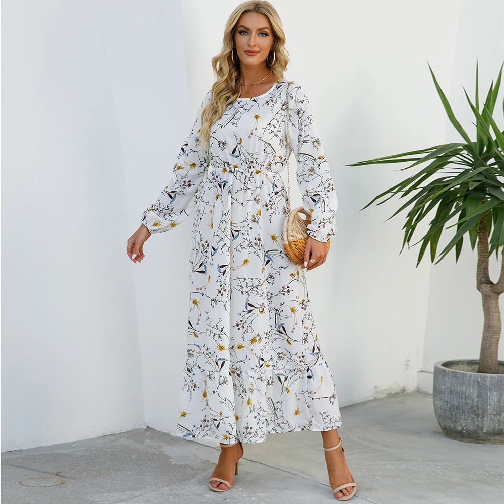 Bohemian Floral Chiffon Maxi Dress
