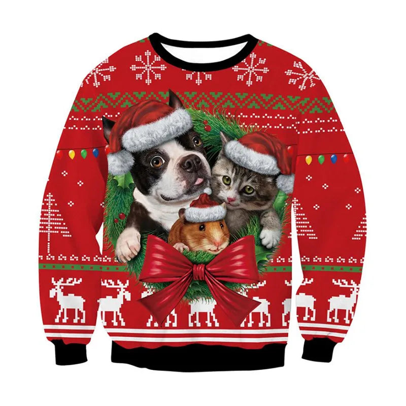 Dog Snowflake Reindeer Santa Ugly Christmas Sweater