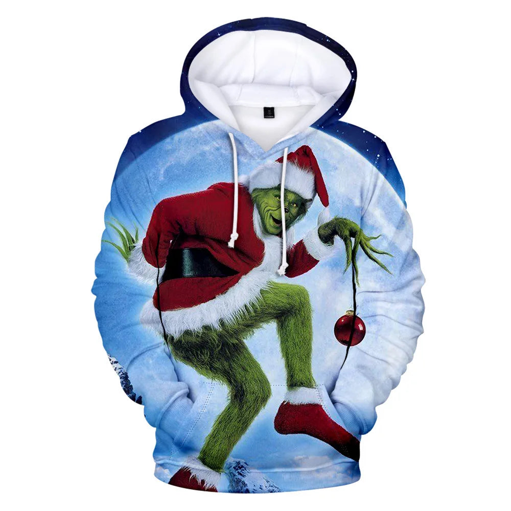 Grinch Inspired Christmas Hoodie – 3D All Over Print Harajuku Pullover