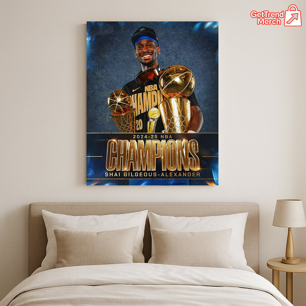 Shai Gilgeous-Alexander 2025 NBA Finals MVP Champions Poster Canvas – Basketball Wall Art - Get Trend Merch