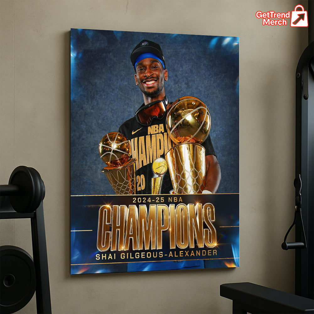 Shai Gilgeous-Alexander 2025 NBA Finals MVP Champions Poster Canvas – Basketball Wall Art