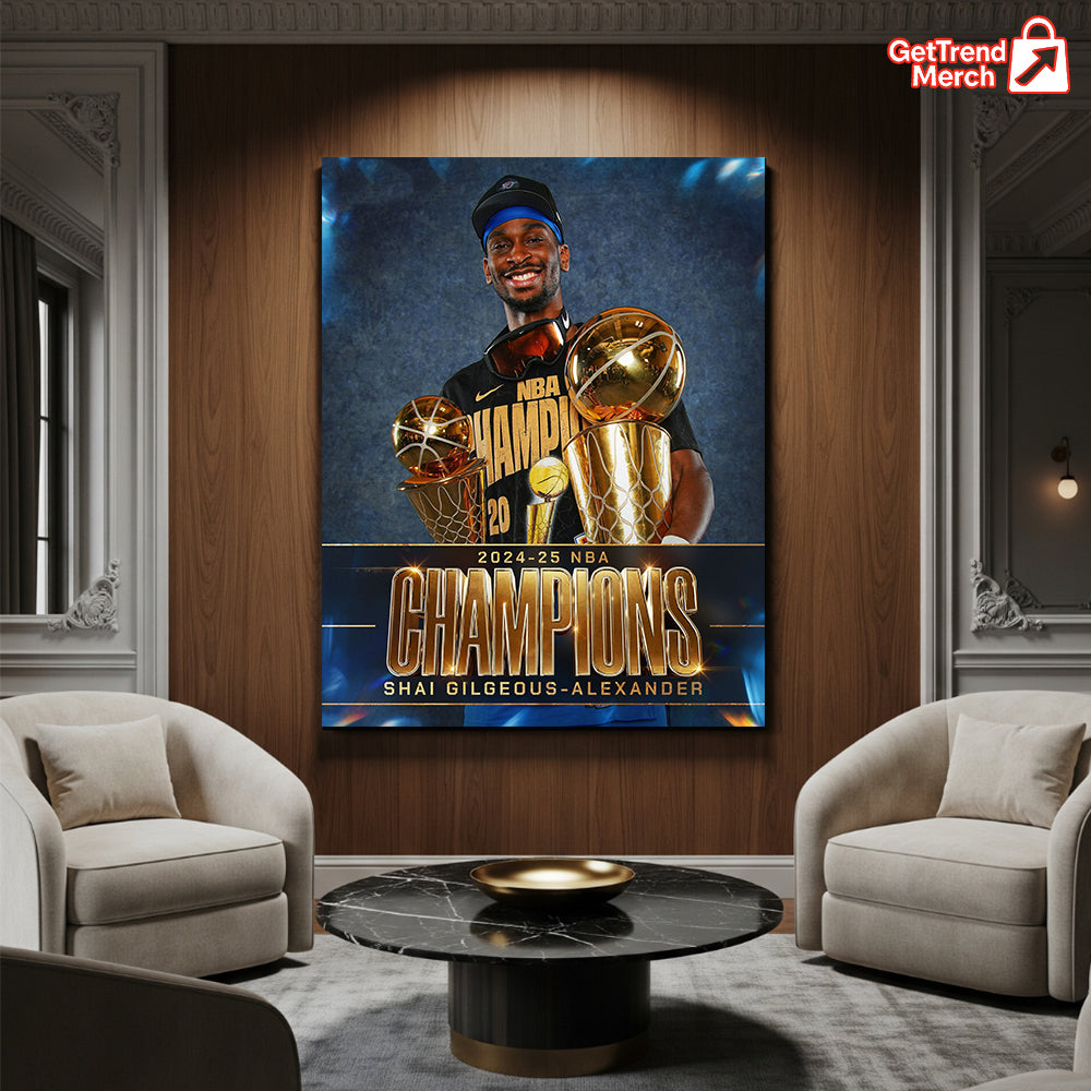Shai Gilgeous-Alexander 2025 NBA Finals MVP Champions Poster Canvas – Basketball Wall Art - Get Trend Merch