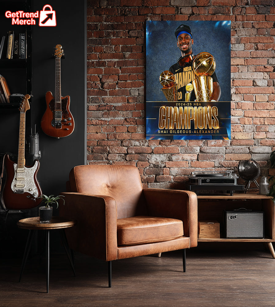 Shai Gilgeous-Alexander 2025 NBA Finals MVP Champions Poster Canvas – Basketball Wall Art - Get Trend Merch
