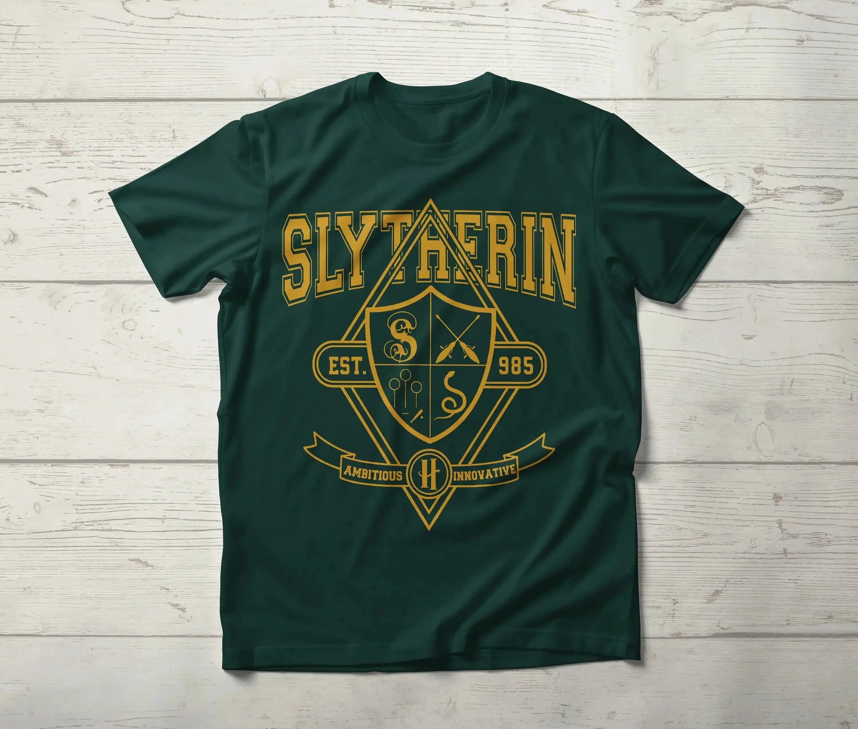 Slytherin House Varsity Shield Shirt – Wizard Sport Hogwarts T-Shirt, Ambitious Innovative Potter Fan Gift Tee
