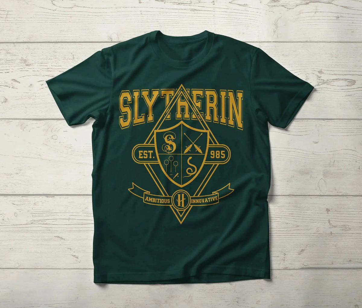 Slytherin House Varsity Shield Shirt – Wizard Sport Hogwarts T-Shirt, Ambitious Innovative Potter Fan Gift Tee