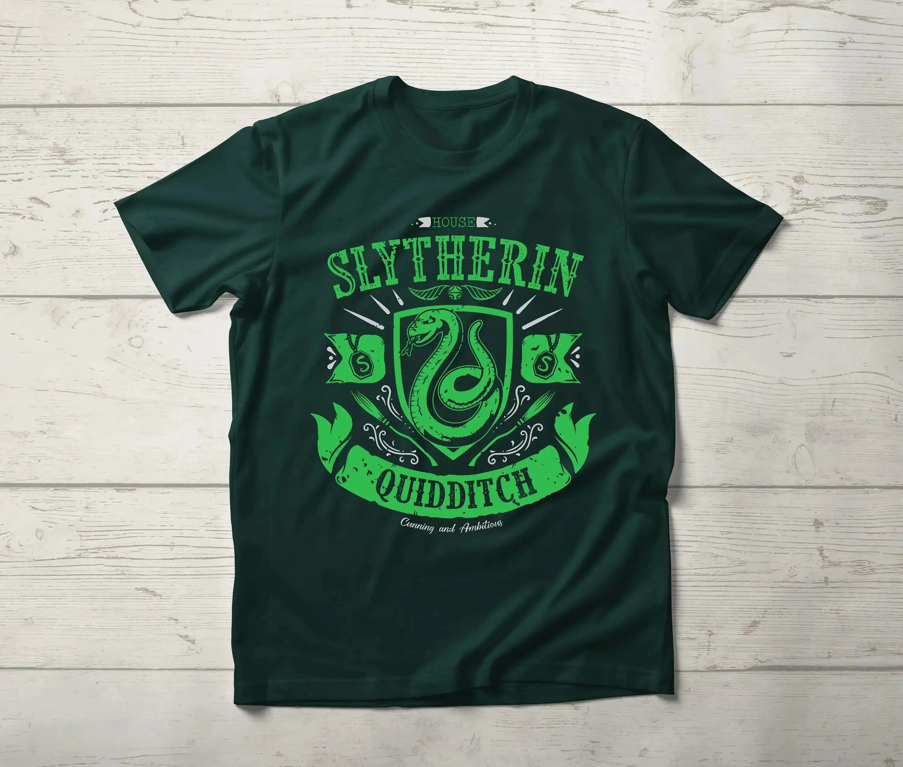 Slytherin Quidditch Team Shirt – Wizard Sport Hogwarts House T-Shirt, Cunning and Ambitious Potter Fan Tee